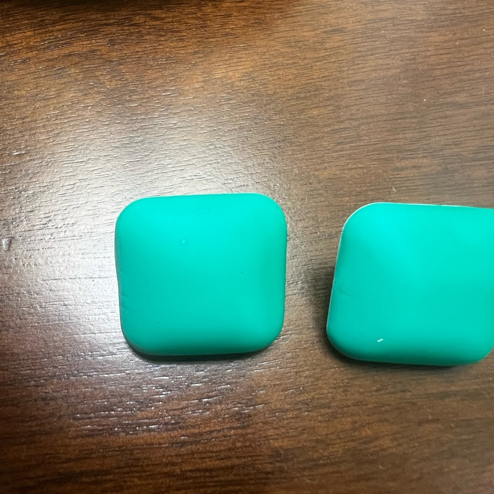 Teal Green Metal Earrings